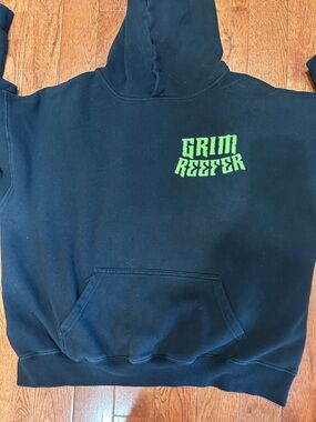 Grim Reeper Black Hoodie Jacket with Neon Green Logo